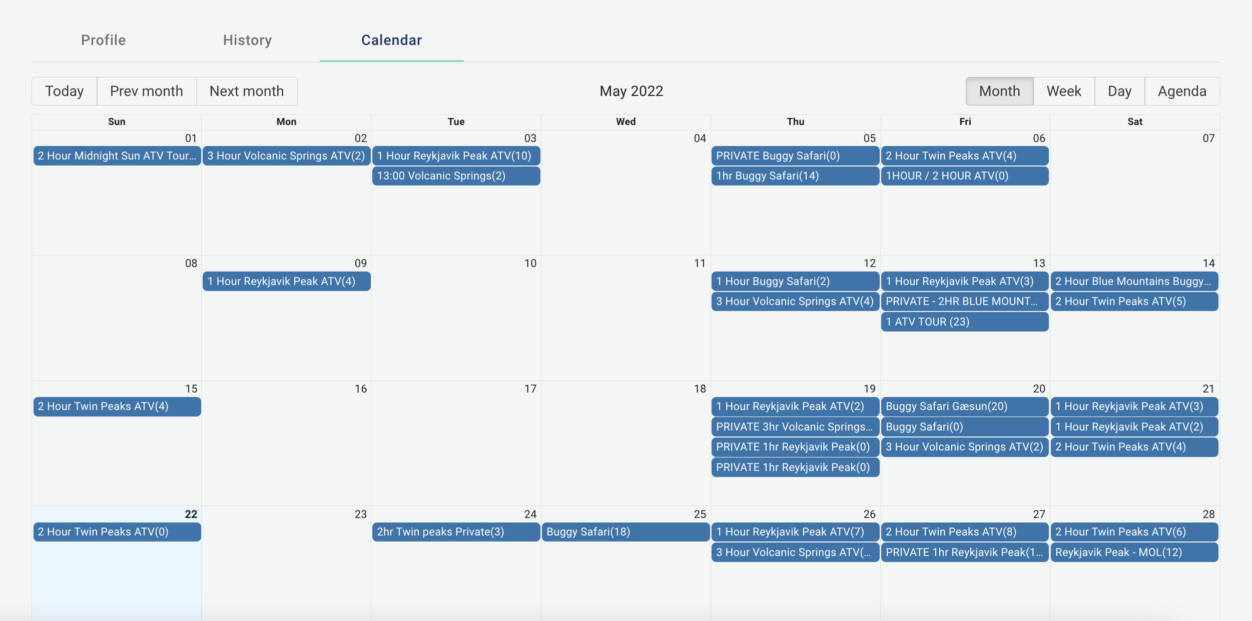Resource calendar